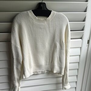 Pistola White distressed Crew Neck Sweater with Ribbed Texture